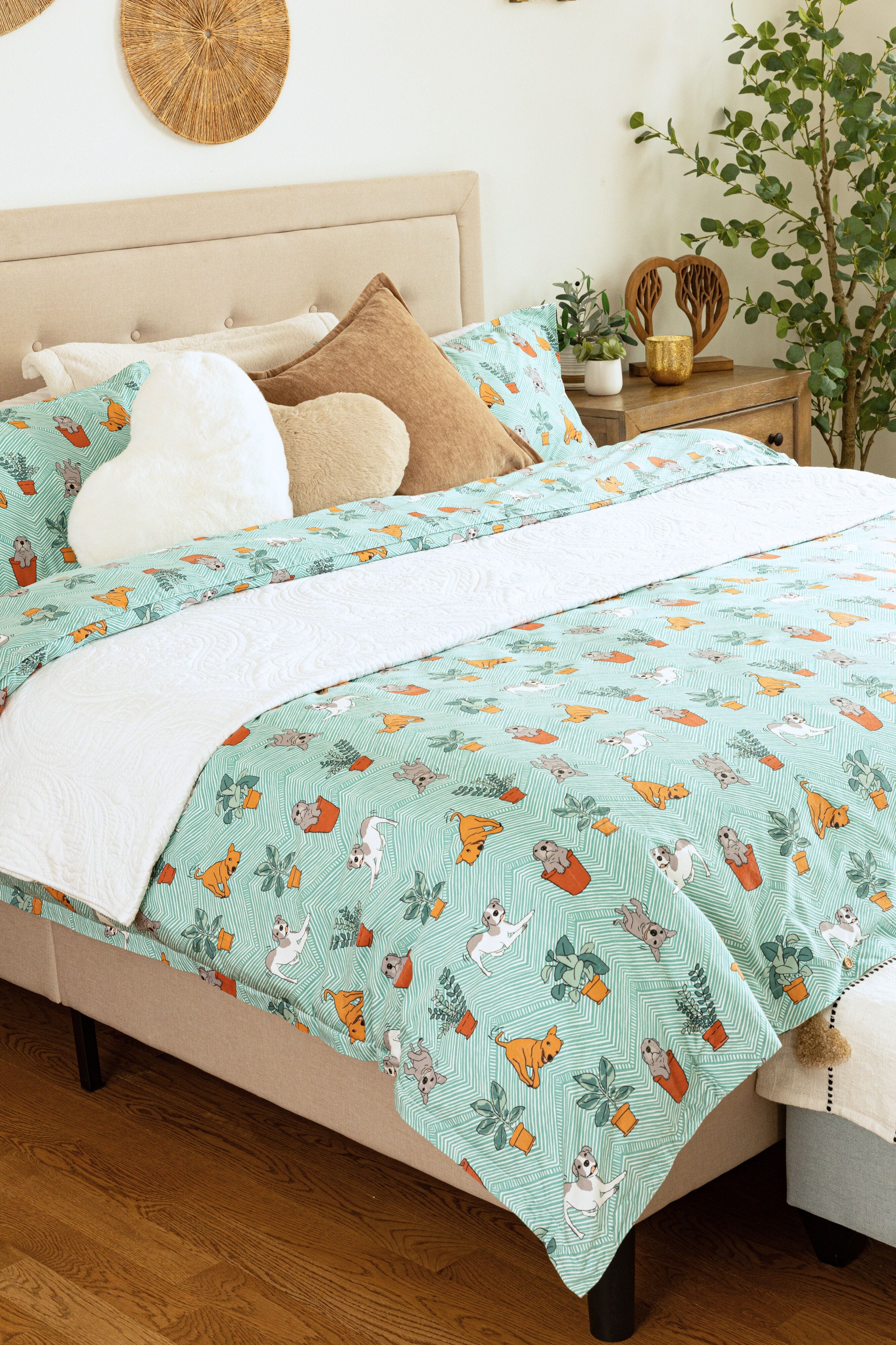 Playful Pups & Plants Duvet Cover Set