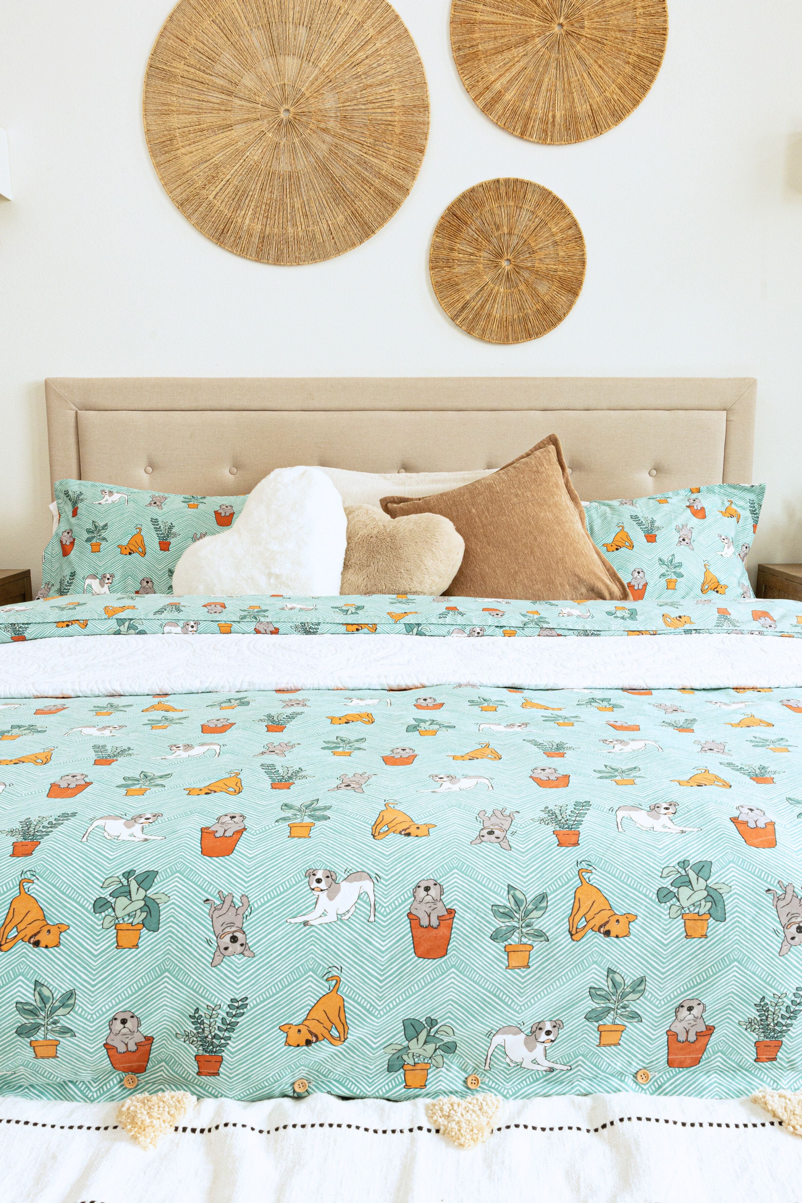 Playful Pups & Plants Duvet Cover Set