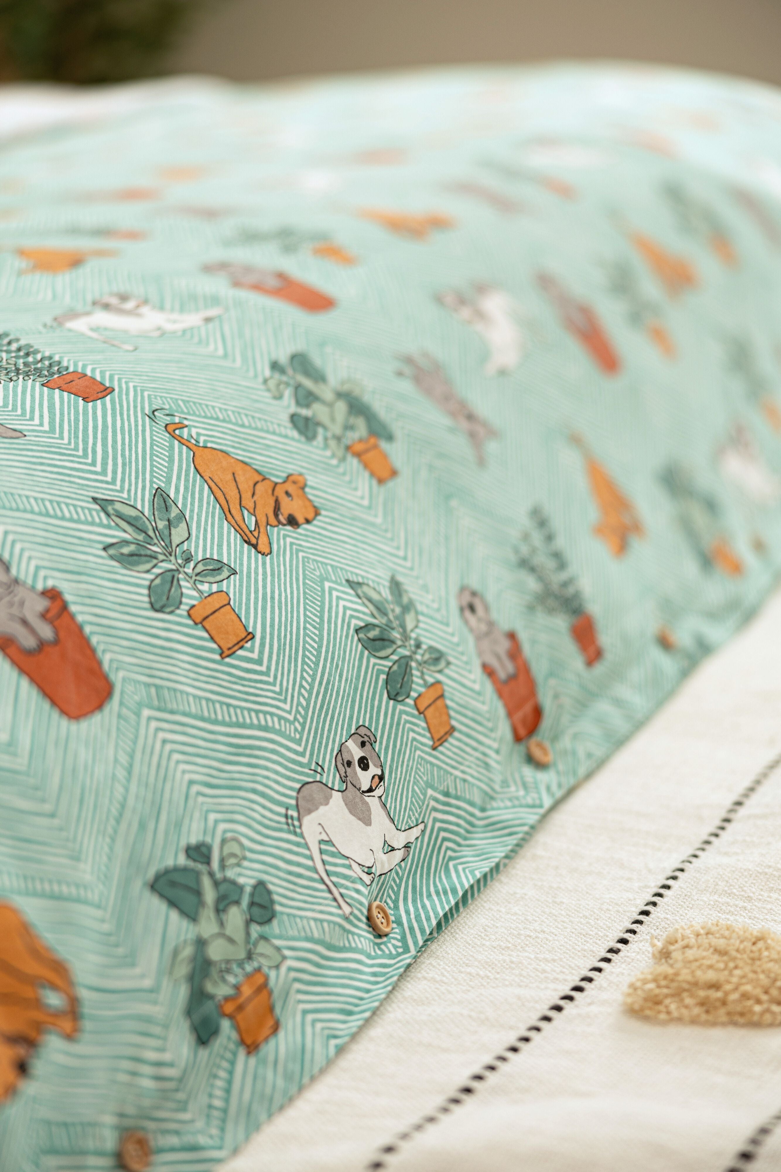 Playful Pups & Plants Duvet Cover Set