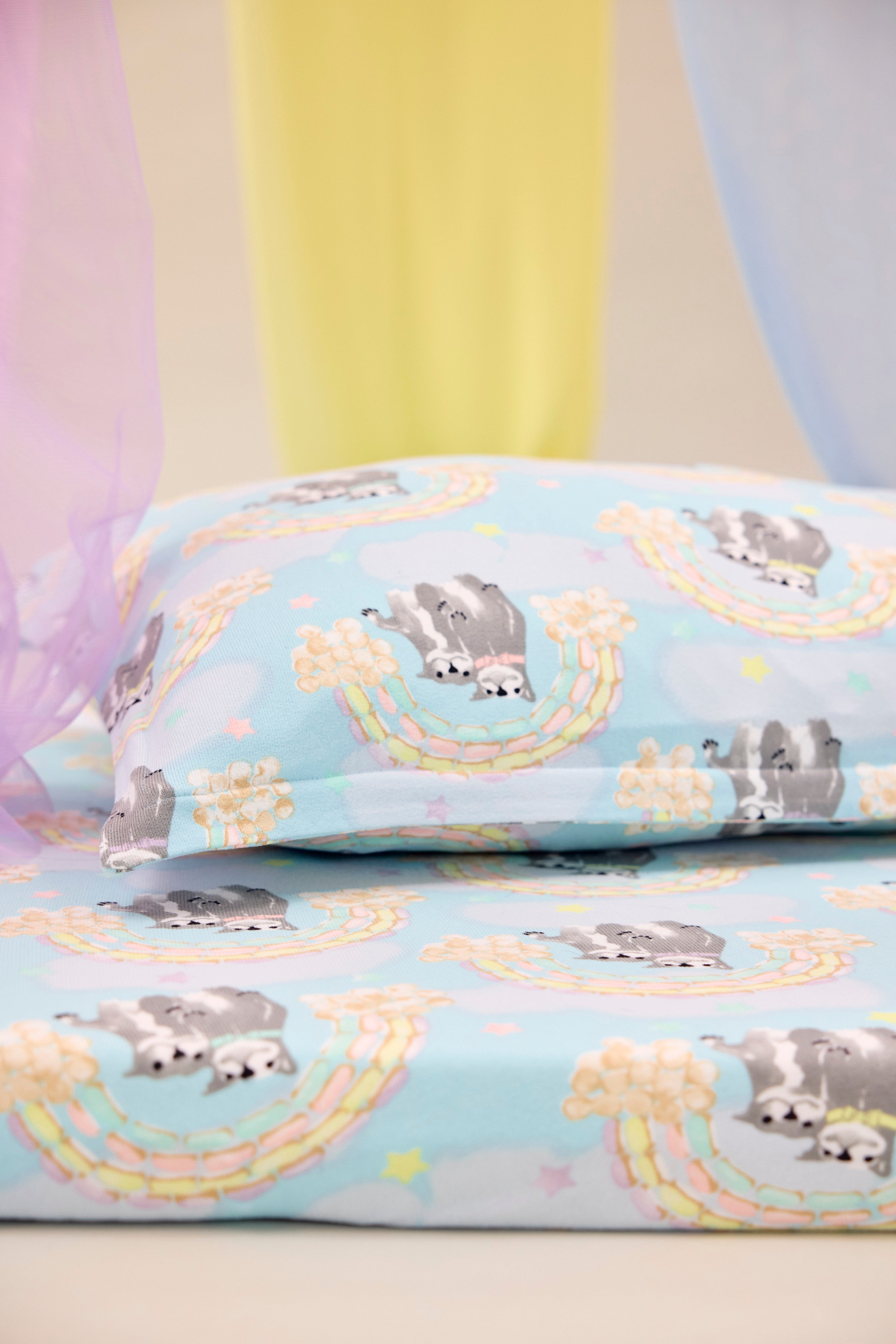 Sweet Rainbow Dreams Single Sheet and Pillow Set